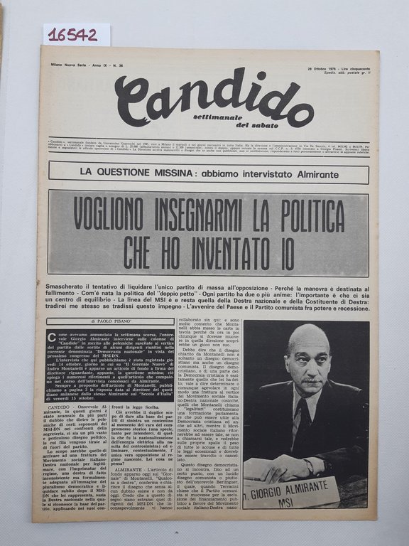 Candido settimanale del sabato numero 36 28 ottobre 1976