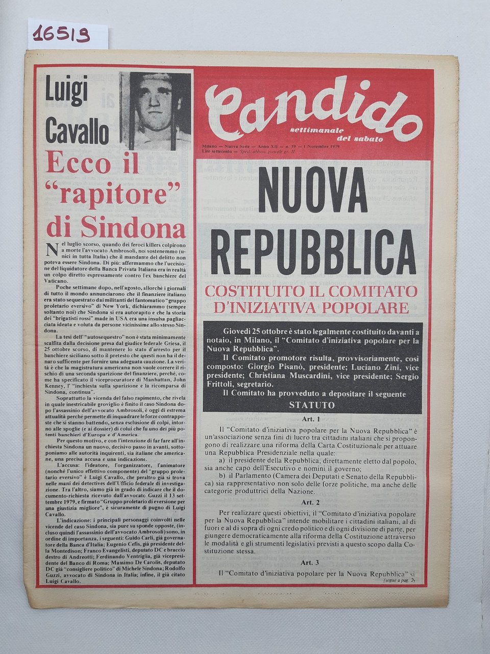 Candido settimanale del sabato numero 39 1 novembre 1979