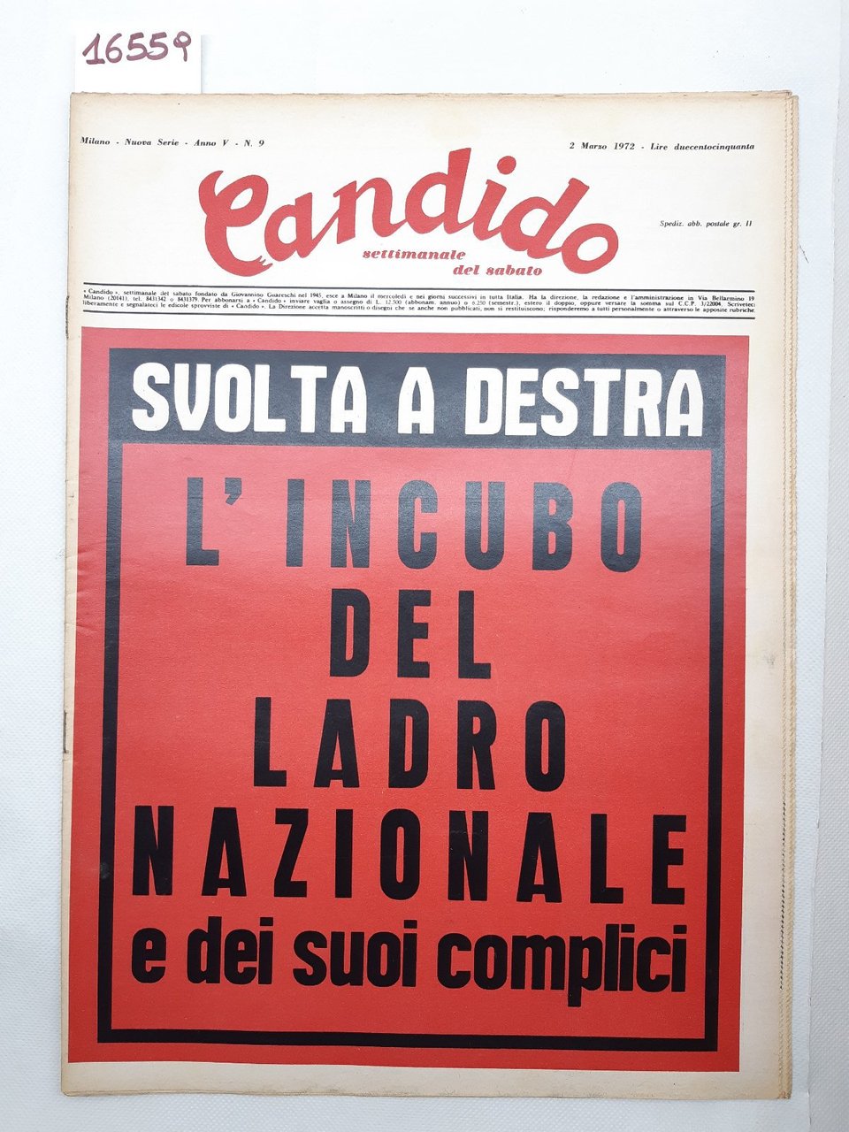 Candido settimanale del sabato numero 9 2 marzo 1972