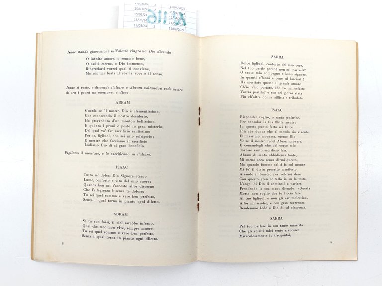 Canti-Abram E Isaac-I.Pizzetti-Missa Pro Mortuis G.Malipiero-Roma 1966-N 116