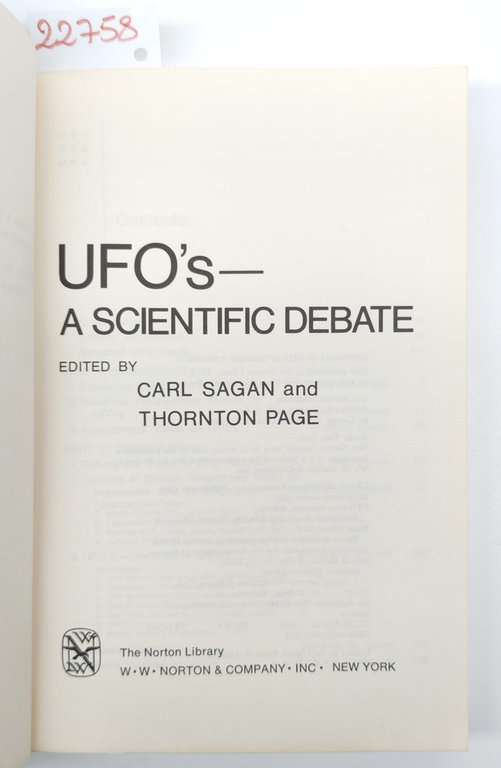 Carl Sagan e Thornton Page Ufos a scientific debate Norton …
