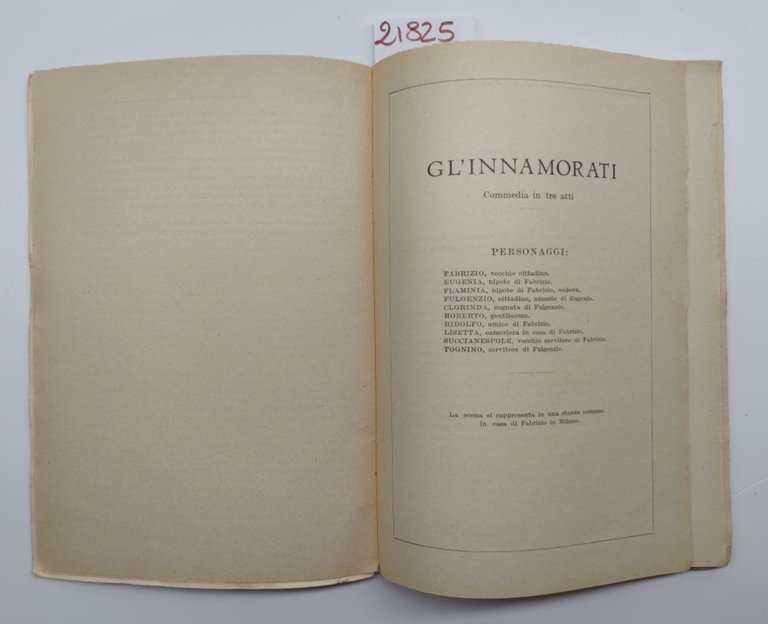 Carlo Goldoni Gl'innamorati commedia in tre atti Signorelli 1956