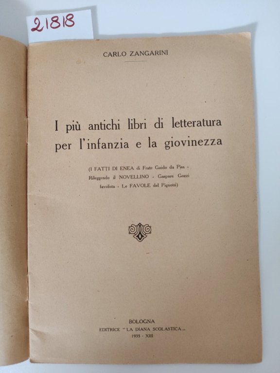 Carlo Zingarini I più antichi libri di letteratura per l'infanzia …