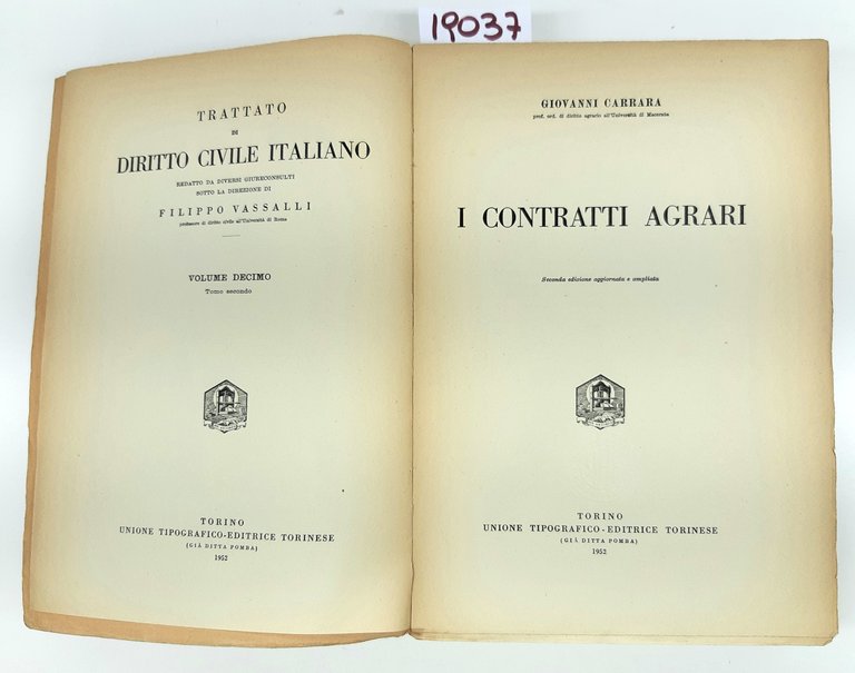 Carrara I contratti agrari UTET 1952 2° edizione