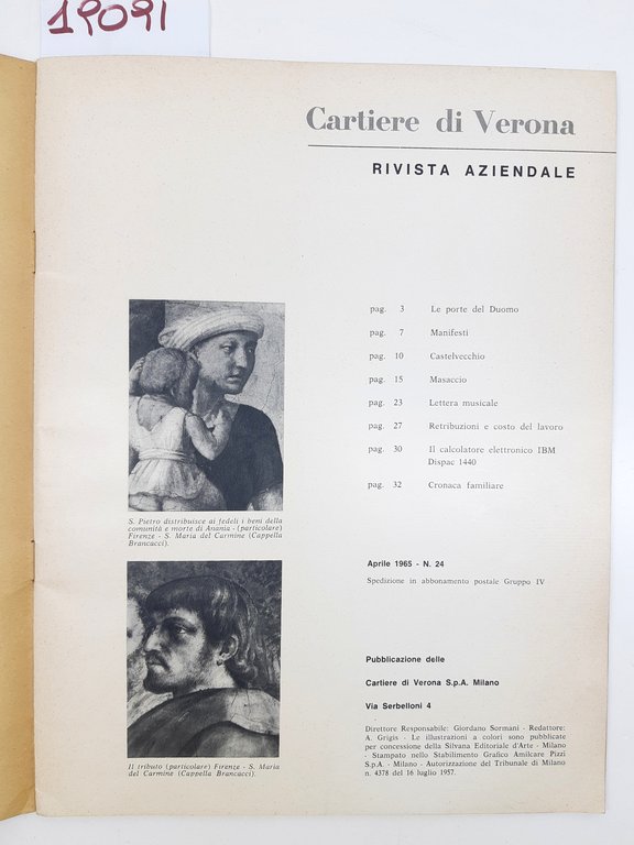 Cartiere di Verona rivista aziendale numero 24 aprile 1965