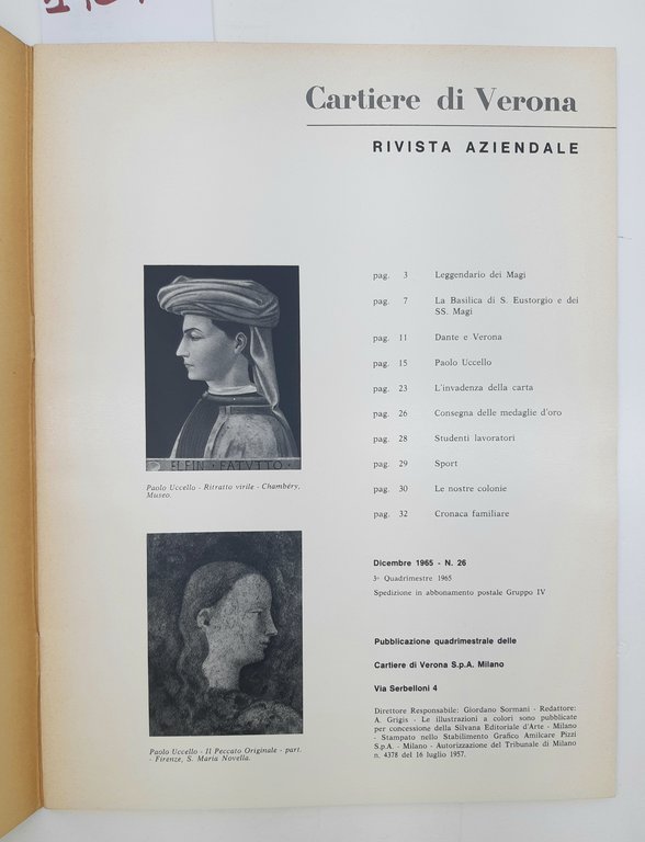 Cartiere di Verona rivista aziendale numero 26 dicembre 1965