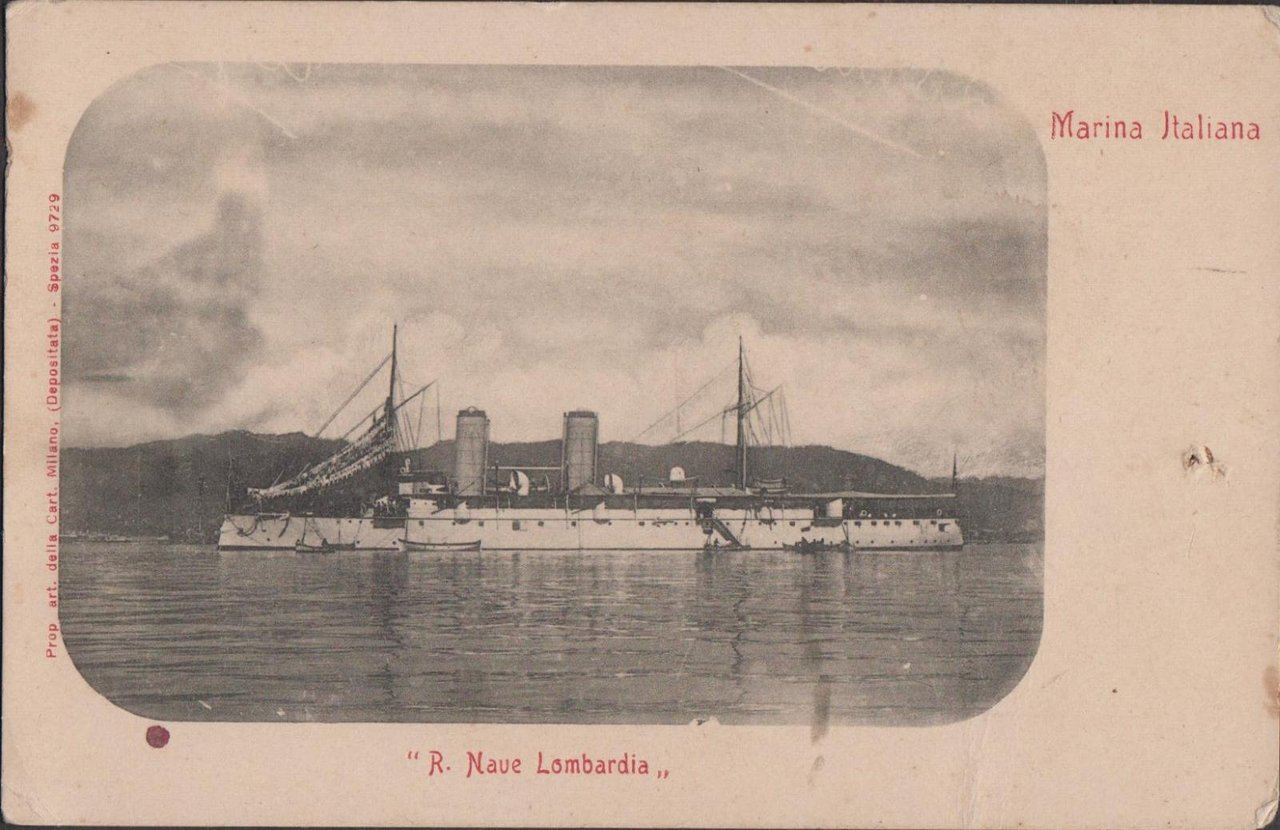 Cartolina Marina Italiana R. Nave Lombardia nvg primi '900