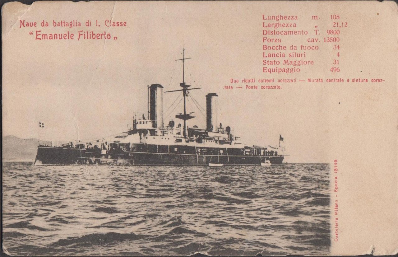 Cartolina Nave da battaglia di 1° classe Emanuele Filiberto nvg