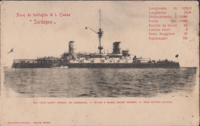 Cartolina Nave da Battaglia di 1° classe Sardegna nvg primi … | Immagine Gallery 1