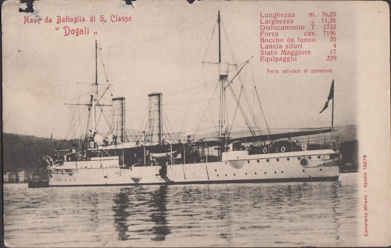 Cartolina Nave da Battaglia di 5° classe Dogali nvg primi …