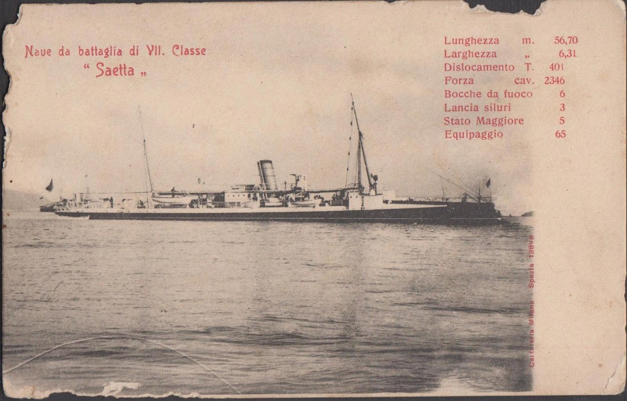 Cartolina Nave da battaglia di VII classe Saetta nvg primi …