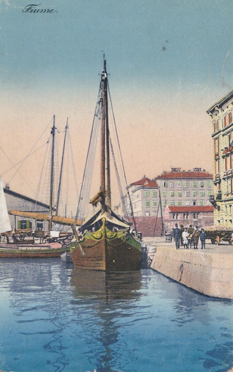 Cartolina postcard Croazia Fiume animata viaggiata 1910 c.a.