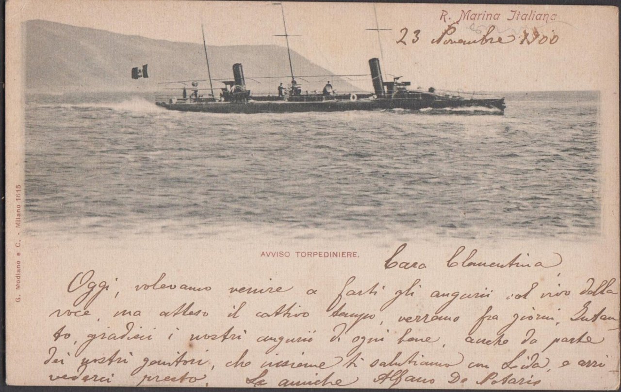 Cartolina R. Marina Italiana Avviso Torpediniere vg 1900