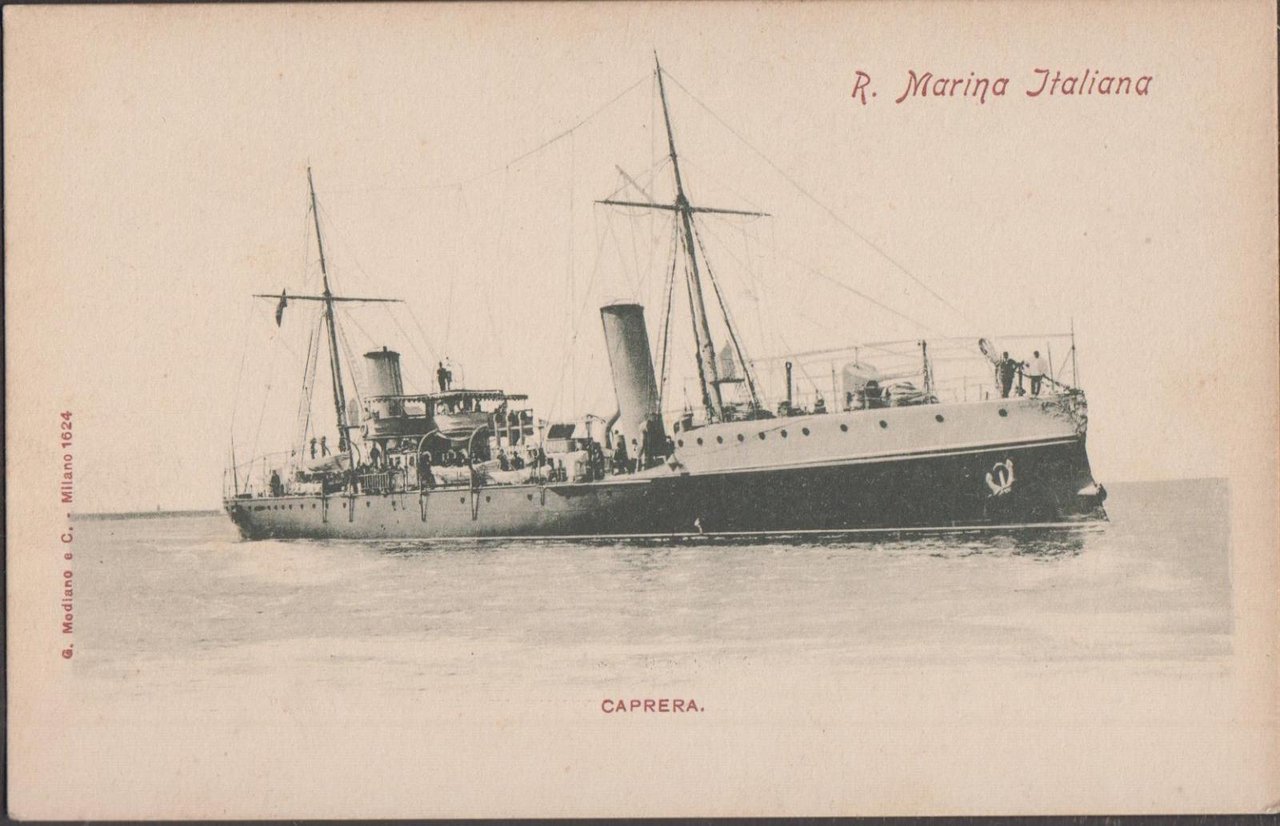 Cartolina R. Marina Italiana Caprera nvg 1901