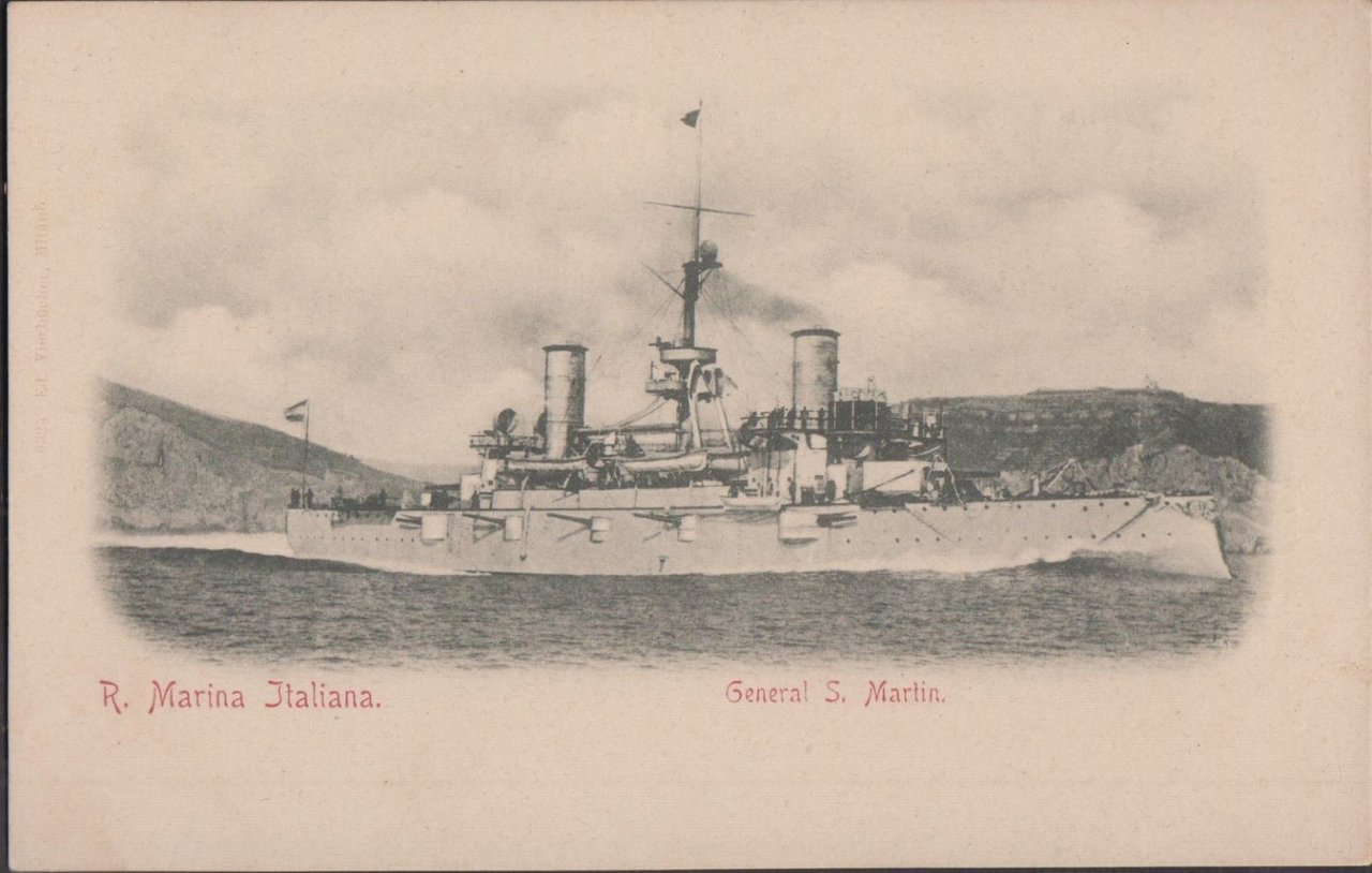 Cartolina R. Marina Italiana General S. Martin nvg 1900 c.a.
