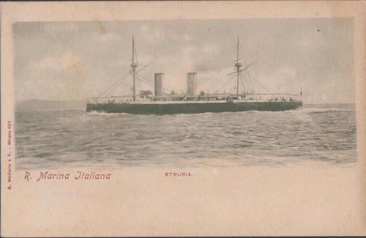 Cartolina R. Marina Italiana Nave Etruria nvg 1901