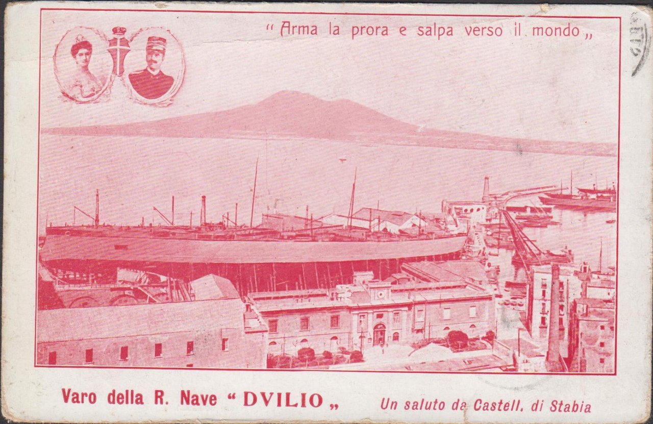 Cartolina Varo della R. Nave Duilio timbro Castellamare di Stabia …