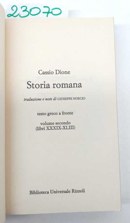Cassio Dione Storia romana 2° volume BUR Rizzoli 1° edizione … | Immagine Gallery 3