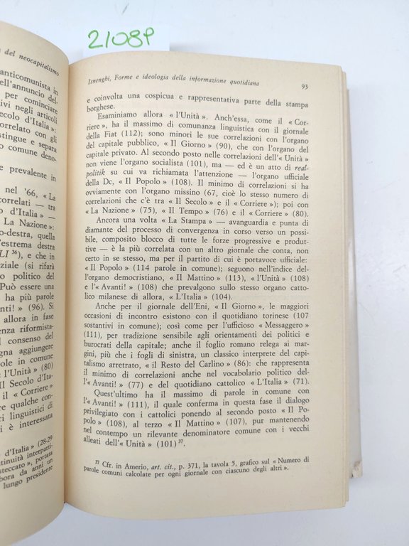 Castronovo Tranfaglia La stampa italiana del neocapitalismo Laterza 1976