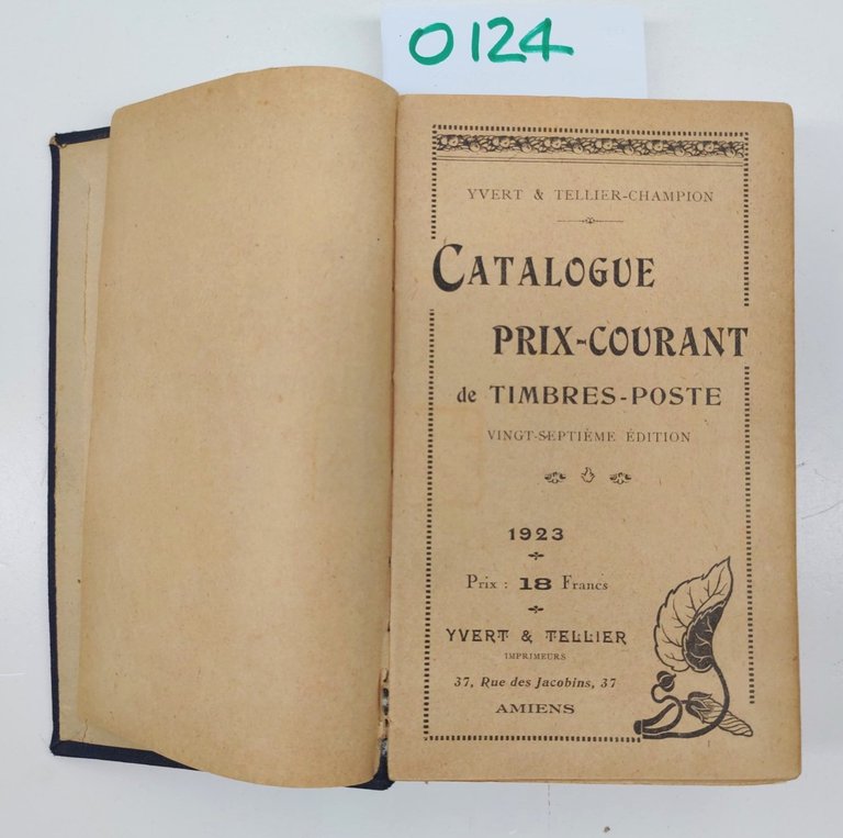 Catalogue De Timbres-Poste 1923 Yvert & Tellier Amiens 27° ed.