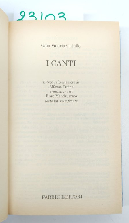 Catullo I canti Fabbri editore 1994 | Immagine Gallery 3