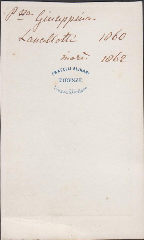 cdv albumina Principessa Giuseppina Lancellotti by Alinari 1860