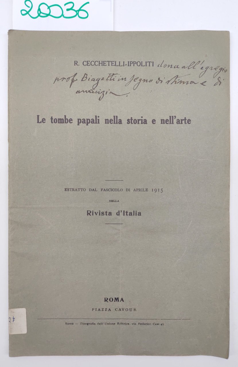 Cecchetelli Ippoliti Estratto Le tombe papali nella storia e nell'arte …