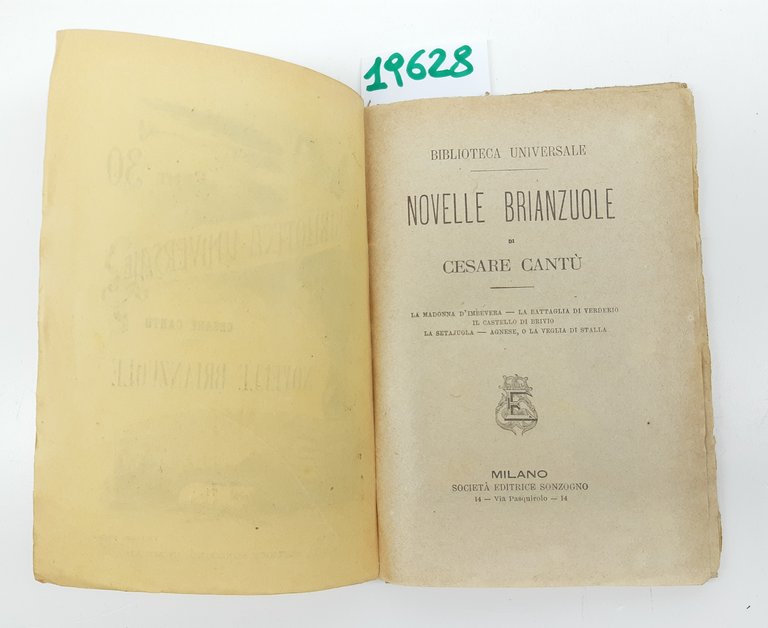 Cesare Cantù Novelle brianzole Sonzogno 1909