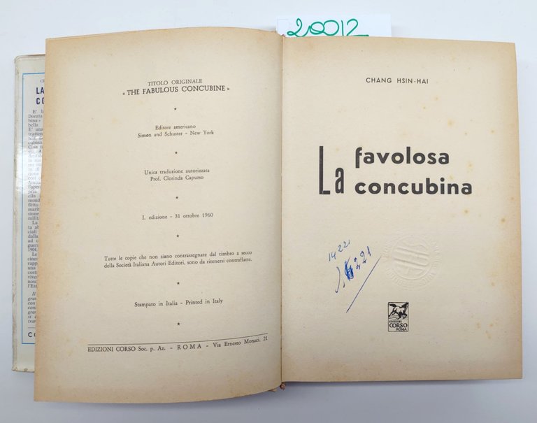 Chang Hsin Hai La favolosa concubina Edizioni Corso 1° edizione …