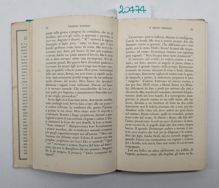 Charles Plisnier Il figlio presente Mondadori 1952 romanzo 1° edizione