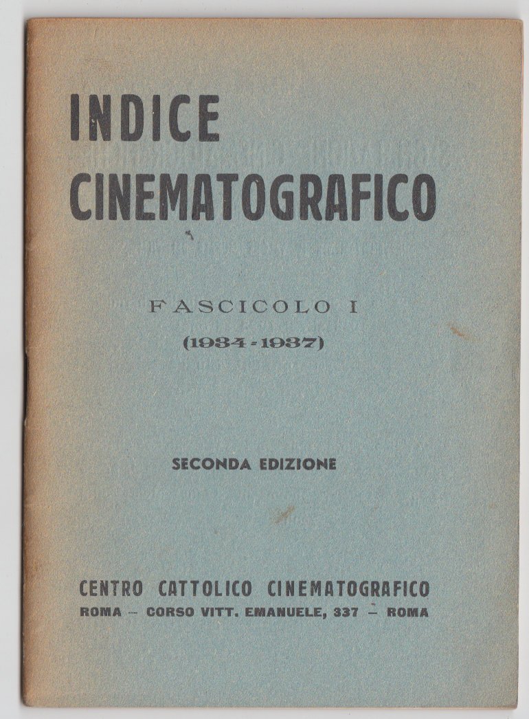 Cinema-Indice Cinematografico Fascicolo I 1934-1937 2∞ Edizione 1940 -L3402