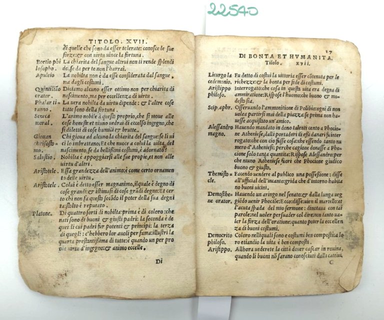 Cinquecentina 1543 Elegantissime sentenze Nicolò Liburnio Gabriel Giolito Venezia