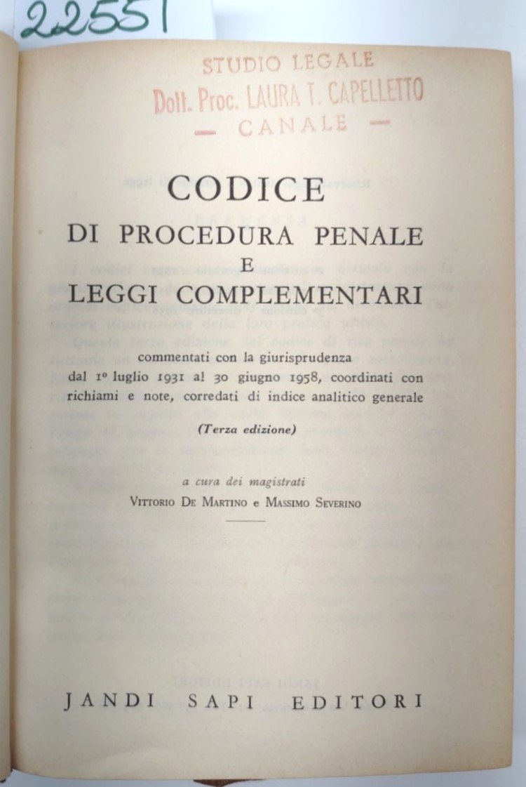 Codice di procedura penale e leggi complementari Jandi Sapi 3° … | Immagine principale