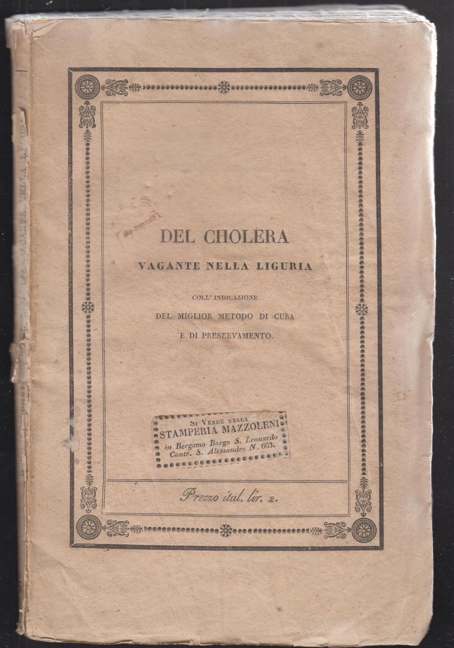 Colera Del cholera vagante nella Liguria Giovan Battista Fantonetti 1835