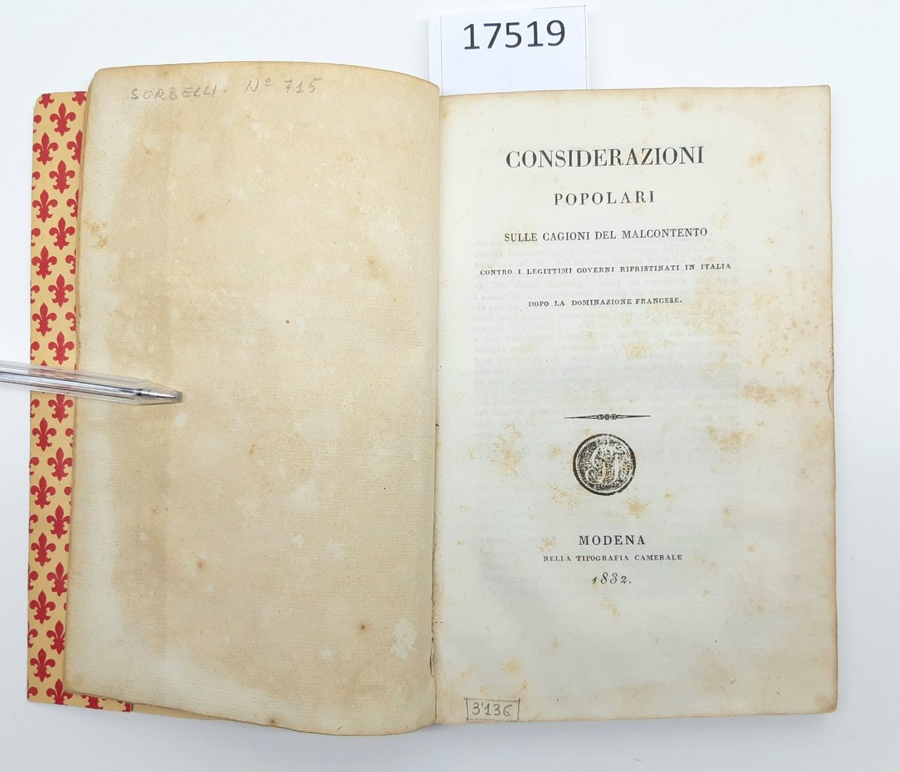 Considerazioni popolari sulle cagioni del malcontento contro illegittimi governi dopo …