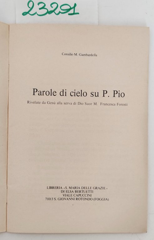 Consilio M. Gambardella Parole di cielo su Padre Pio 1976 | Immagine Gallery 3
