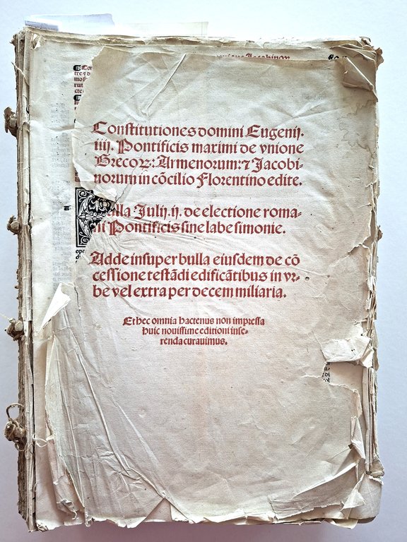 Constitutiones domini Eugenij 4. pontificis maximi de vnione Grecorum, Armenorum, …