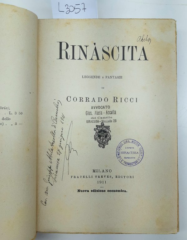 Corrado Ricci Rinascita leggende e fantasia 1911 Abela Carboneria