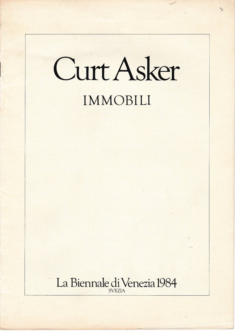 Curt Asker Immobili La Biennale Di Venezia 1984 Svezia 6008