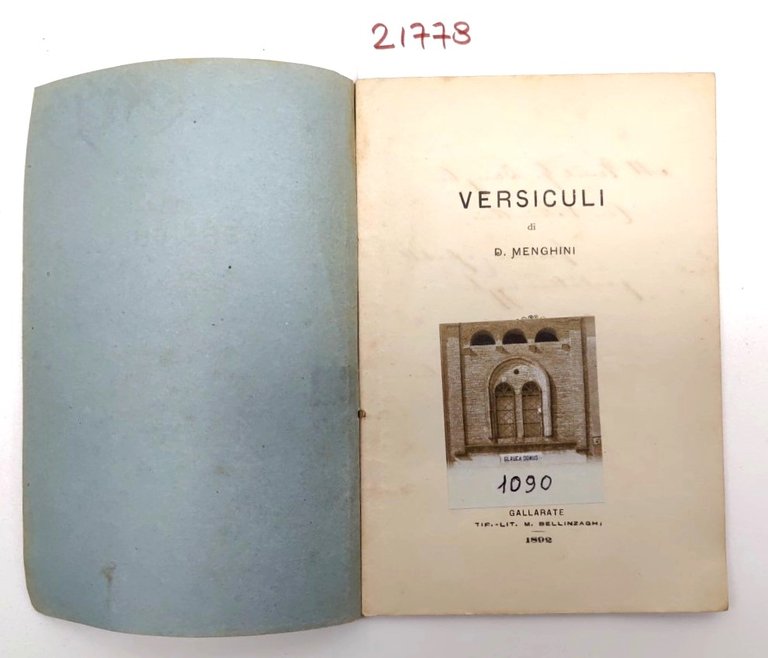 D. Menghini Versiculi Tip.-lit. M. Bellinzaghi 1892 autografato