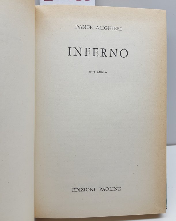 Dante Alighieri Inferno 7° ed. Paoline 1963