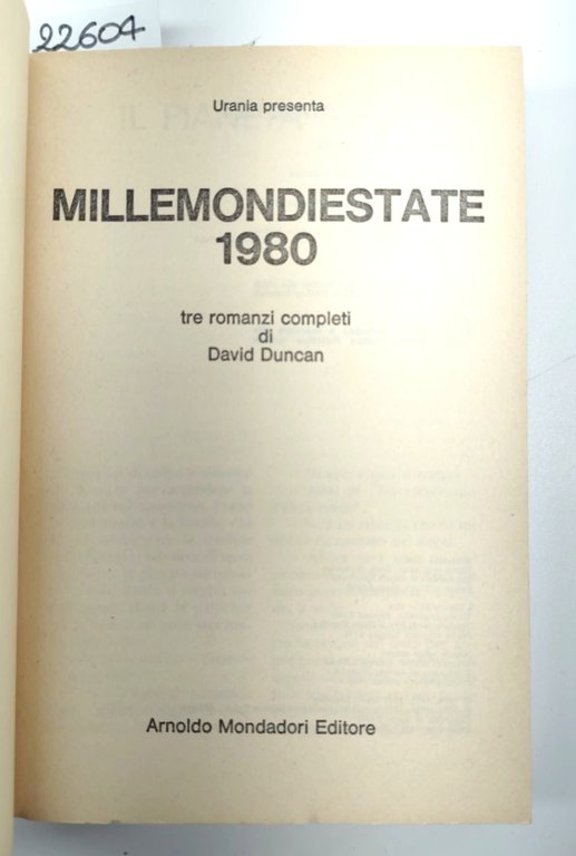 David Duncan Urania Millemondi estate 1980 Mondadori 1980