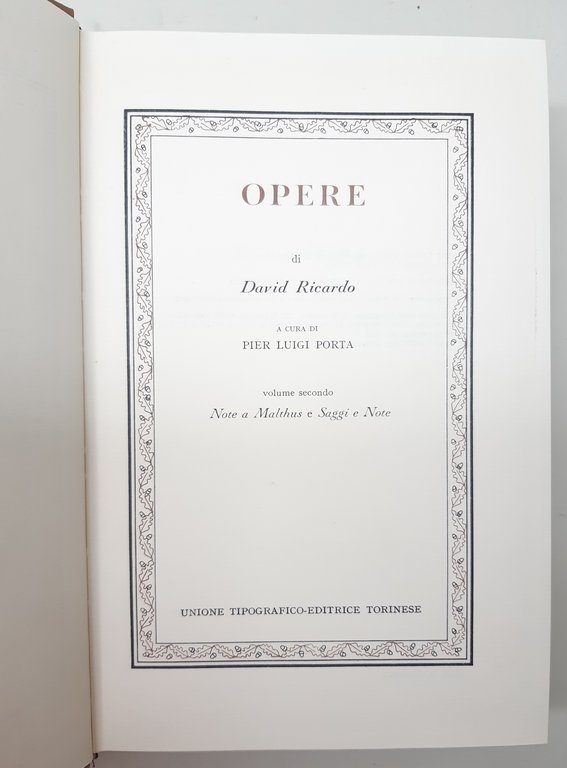 David Ricardo Opere UTET 1986 due volumi