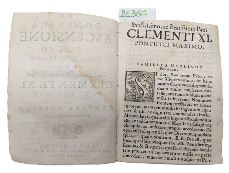 De dominica ascensione oratio Clemente XI Pont. a Camillo Merlino …