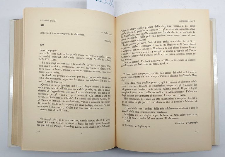 De Felice Mariano Carteggio D'Annunzio Mussolini 1919-1938 Mondadori 2° edizione …