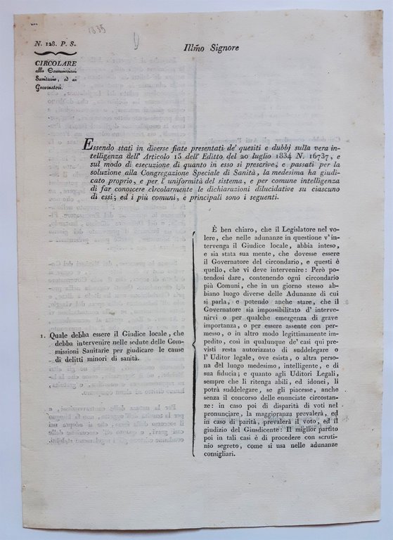 Delegazione Urbino Giudice Commissioni sanitarie cause delitti minori 1835 | Immagine Gallery 2