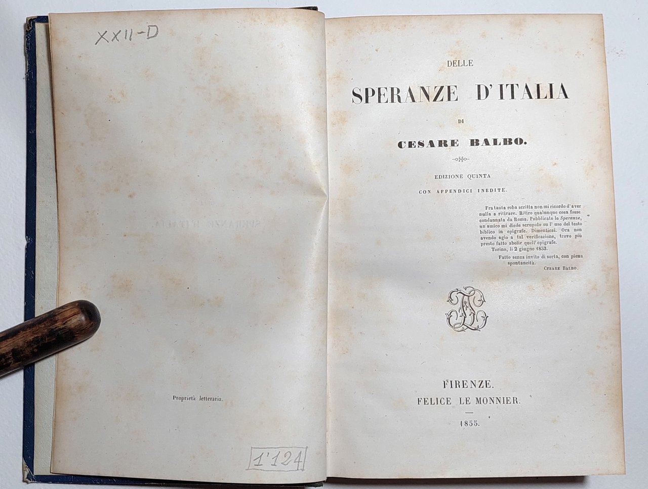 Delle speranze di Cesare Balbo Con appendici inedite 5° edizione …