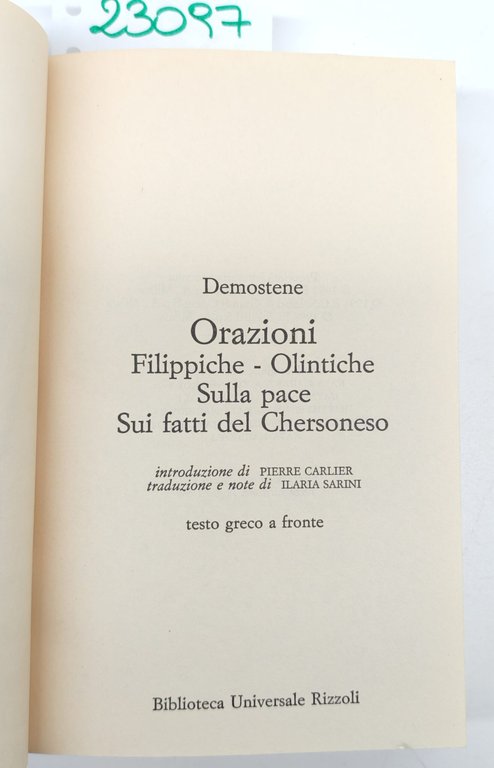 Demostene Orazioni BUR Rizzoli 3° edizione 1998. | Immagine Gallery 3