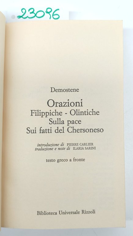 Demostene Orazioni BUR Rizzoli 3° edizione 1998 | Immagine Gallery 3