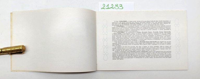Depliant Brochure Navigazione generale italiana piroscafo Cristoforo Colombo 2° classe …